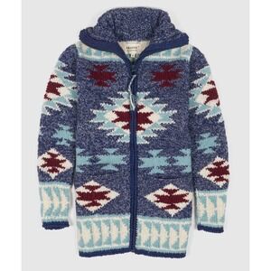 Frantic by Andrea Venturini Hand Knit Pure Wool Southwestern Zip Cardigan Small